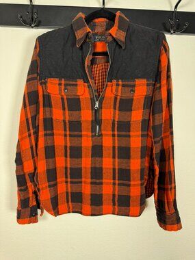 Polo Ralph Lauren Red Buffalo Plaid Oversized Half Zip Shirt Size 4